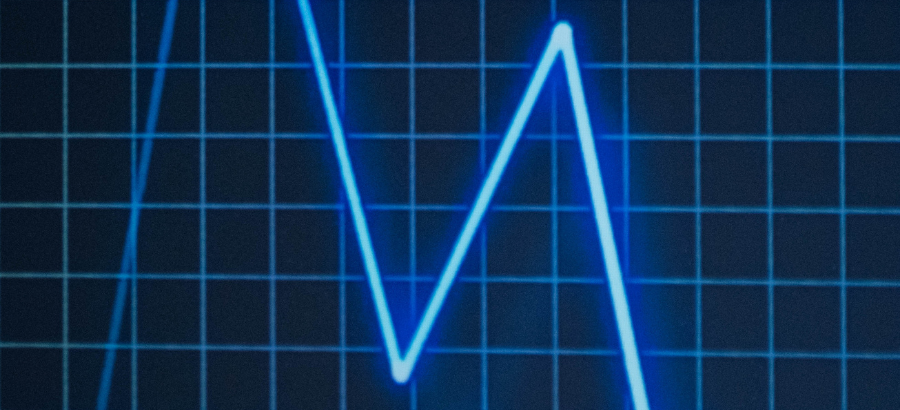 Digital line graph illustrating ups and downs in performance data
